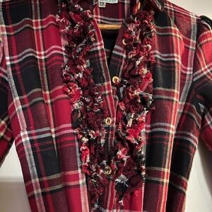 Vintage Suzie Red and Black Plaid 3/3 Button Down long sleeve Shirt